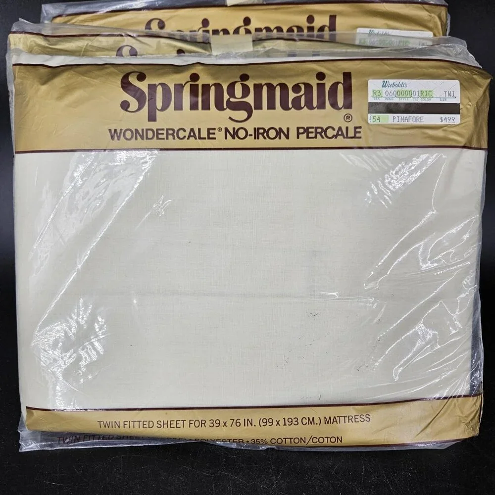 2 Vint Springmaid Wondercale Percale Twin Sheet Flat Fit Set Pillowcase Mariposa